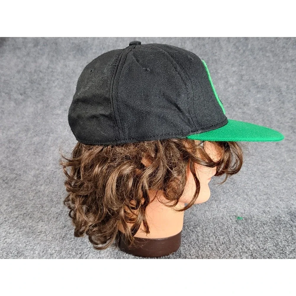 Nintendo Super Mario 1Up Mushroom Hat Flex Fitted Black Green Cap Kidcore Gaming